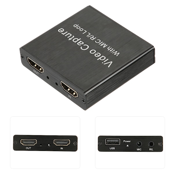 Video Capture Card USB2.0 HDMI Loop&#8209;Out Tukee 4K Elektroniikkalaitteita 0.4a 5V DC
