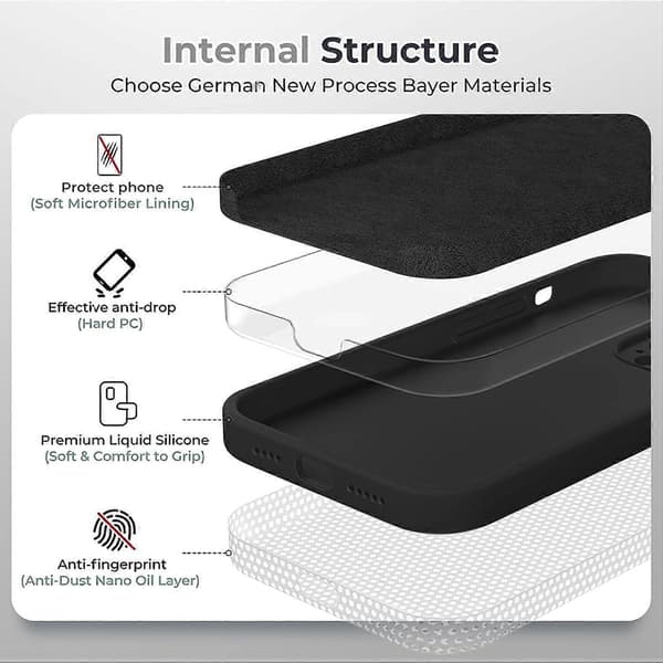 Liquid Silicone Case, Full Protective Covered Gel Rubber Slim Shockproof Case with Microfiber Lining, for iPhone 15 Case 6.1 inch