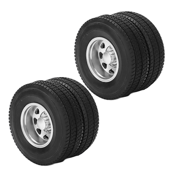 2st RC-legering bakhjulsnavfälgar med 21 mm bredd gummidäck för Tamiya 1/14 Traktor Dumper TrailerSilver