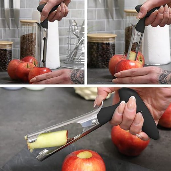 (2 stycken - äppelurkärnare - svart) äppelurkärnare gjord av 430 rostfritt stål med plasthandtag - praktisk äppelurkärare - äppelkärna