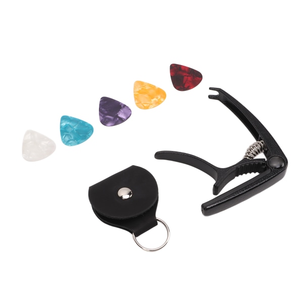 Guitar Capo Stærk Fjeder Universal Metal Akustisk elektrisk Guitar Ukulele Capo med 5 stk Picks og opbevaringstaske