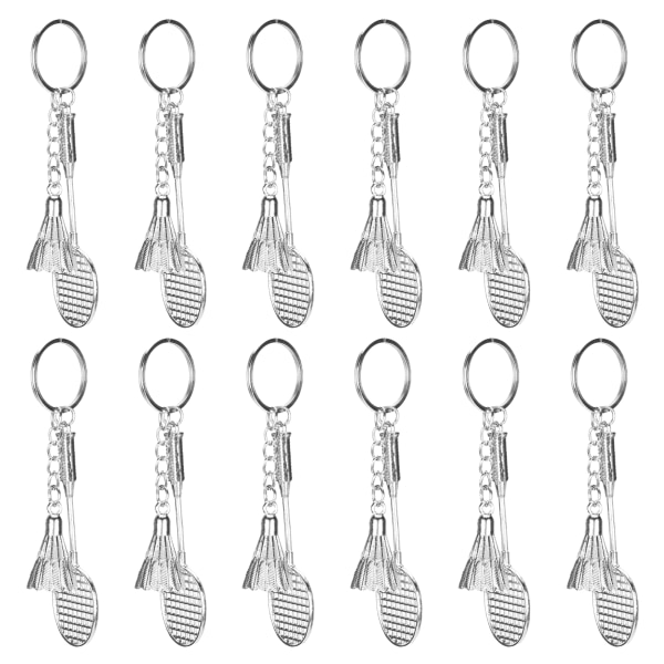 12 stk Mini Metal Sports nøkkelring Søt badmintonracket Fasjonable nøkkelringer for ballelskere