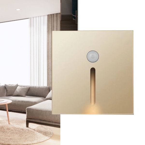 LED bevegelsessensor nattlys ABS liten LED induksjonslampe for seng korridor gang gull