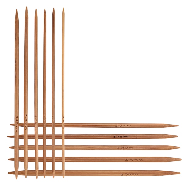 Bambu dubbelspetsade stickor set - 11 storlekar (5,1 tum/13 cm)