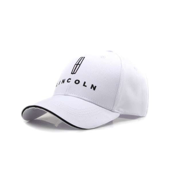 Justerbar baseballcaps med brodert logo for menn og kvinner Autoracerbil reiselue Kompatibel med Lincoln, biała