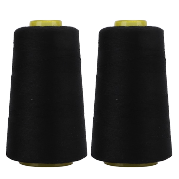 2 stk. 402 Serger Tråd Premium Polyester Frysebestandig Falmefri Holdbar Robust Bredt Anvendt Sort Tråd