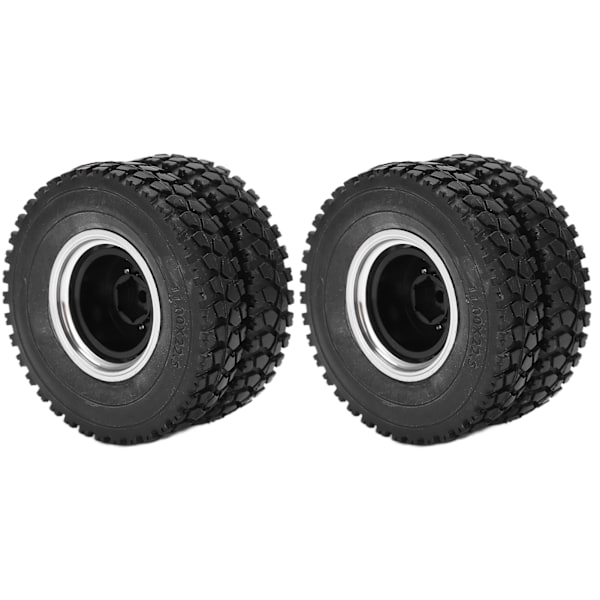 Metalllegering bakhjulsnavfälgar med 22 mm bredd bakre gummilastarhjul för Tamiya 1/14 RC TrailerBlack