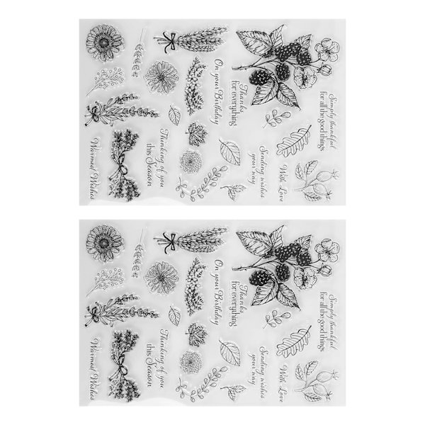 2 stk. Transparent Stempel Plantetema Trygt Gjenbrukbart Materiale Bred Anvendelse Klart Stempel for Kort Bok Konvolutt