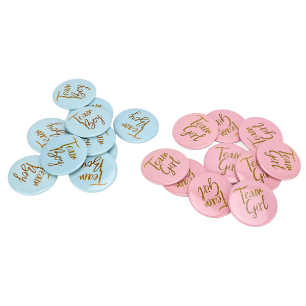 3 pakker Gender Reveal Knap Nål Metal Materiale Blå Pink Engelsk Mønster Attraktiv Dekorativ Fest Gender Reveal Badge