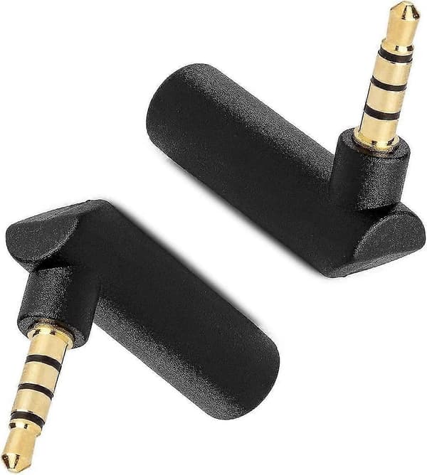 Hovedtelefonadapter 90 graders hovedtelefonstikadapter 3,5 mm han (sort) (2 stk.)