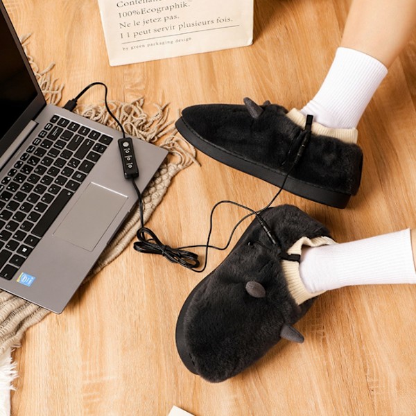 USB-lämmittimet tossut, pehmeä lämpötilan säädettävä lämmitystossut, liukumattomat tossut, talvijalat lämmittimet naisille