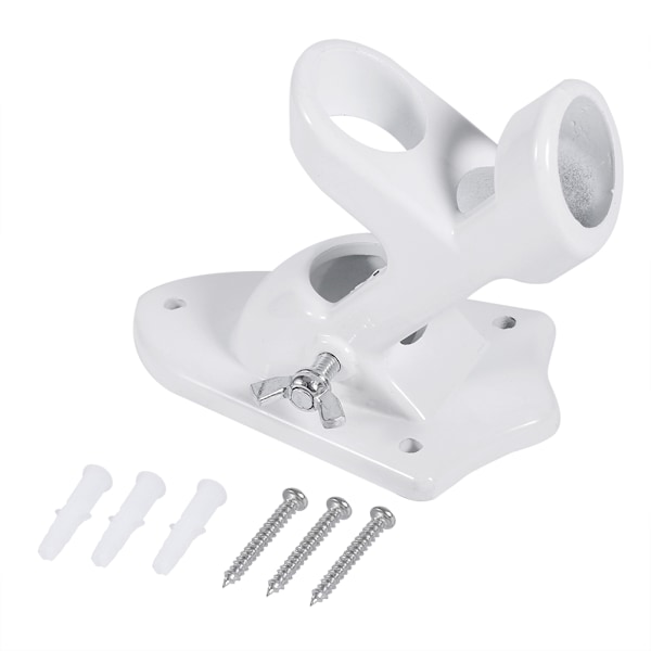 2 Vinkel Aluminiumlegering Flaggstångshållare Väggmontering Flaggstång Vindsockfäste Vit