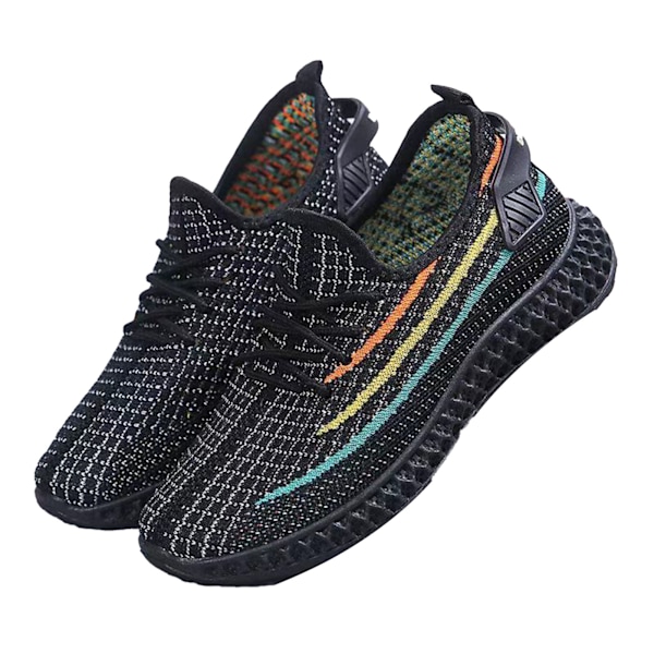 Sneaker Storlek 39 Andningsbart Nät Mjuk Bekväm Lätt Matchande Vandringsskor för Kvinnor Dagligt Bruk H06 Svart