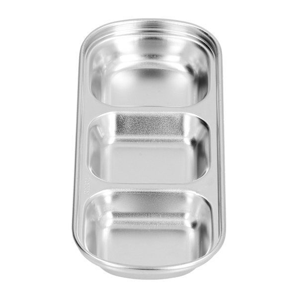 Krydderiskål i rustfrit stål, fortykket hotpot-sauce, opdelt gitter-snackskål til kantine 3 gitter