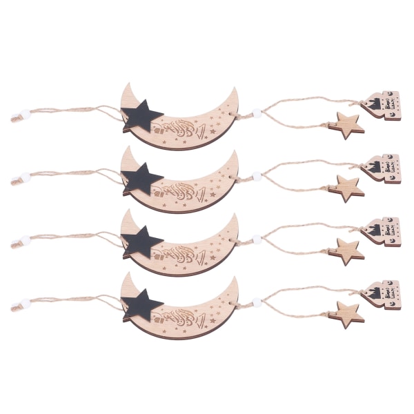 4 stk. Eid Måne Ornament Tre Måne Stjerne Slitesterk Utsøkt Design Tre Måne Stjerne Anheng for Hjemmefest Kontor