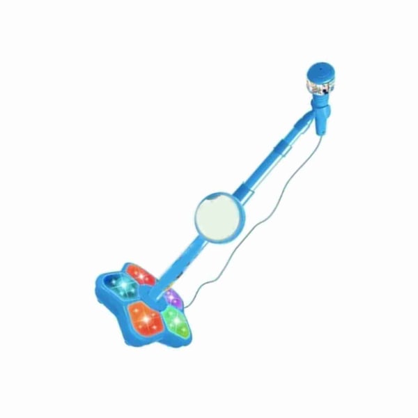 Barnmikrofon Inbyggda lampor Lättviktsbarnmikrofon i plast med blått stativ