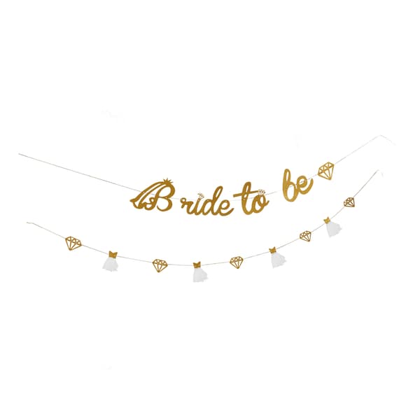 Bröllopsdusch Banner Guld Glitter Papper Glänsande Charmig Bröllopsdusch Skylt Papper Mesh Bride to Be Banner för Bröllopsdusch Guld