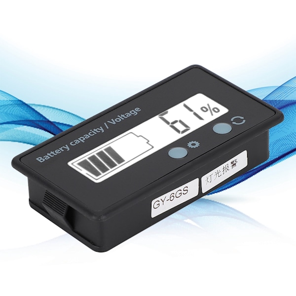 GY-6GS Batteri Strøm LCD Display Spændingsmåler 12-84V med Lys Alarm Funktion (Hvidt Lys)