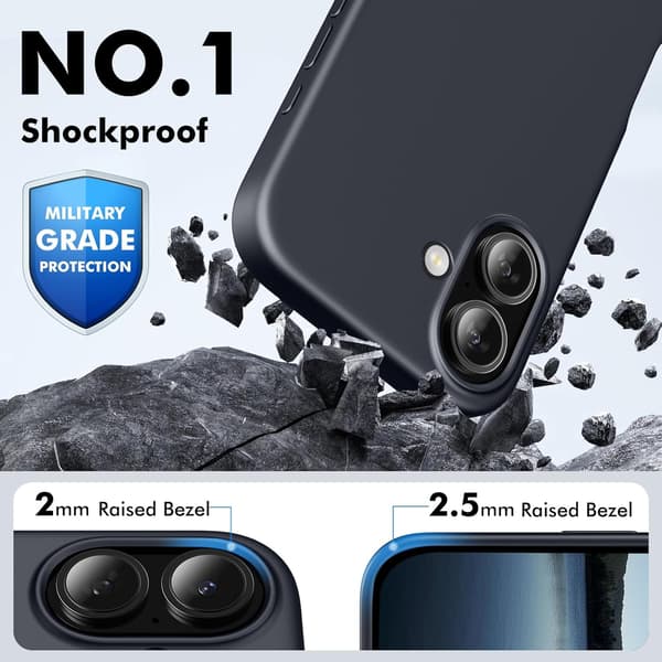 Silicone Case Compatible with iPhone 16 Case Soft Ultra-Thin Protective Shockproof Liquid Silicone Phone Case, 6.1\" Midnight Blue