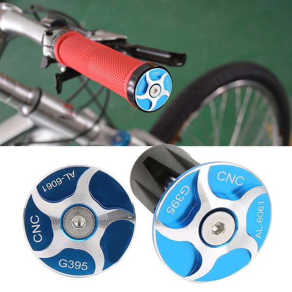 2 stk. Aluminiumlegerings Cykel Styrgreb Bar End Plug Caps Dele G395 Blå