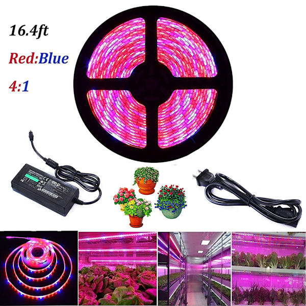 Plantevekst LED plantelysstripe 300LED vanntett plantevekstlys for drivhus hydroponiske planter