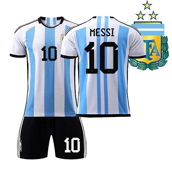 2022 VM Argentina Fotballdrakt Nr. 10 Messi Fotballdrakt Barne- og Voksenversjon (Inkludert Sokker) 18