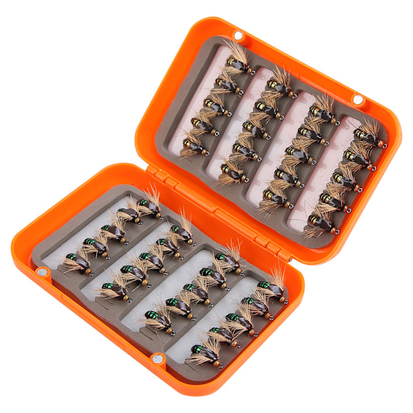 40st verklighetstrogna flugfiske flugor öring flugor lockar krokar flugfiske kit box guld&grön
