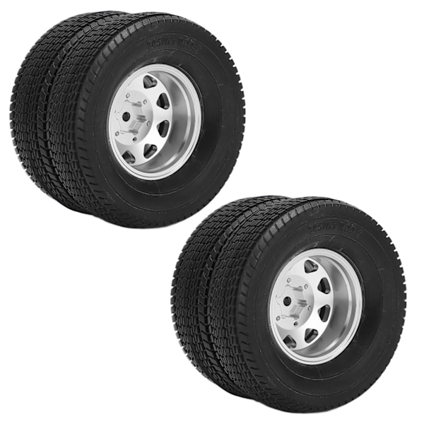 2st RC-legering bakhjulsnavfälgar med 21 mm bredd gummidäck för Tamiya 1/14 Traktor Dumper TrailerSilver