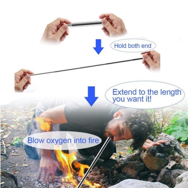 Kokoontaitettava puhallustuliputki tulipalotyökalu ulkokäyttöön selviytymislaitteet ulkoleirin grillityökalu