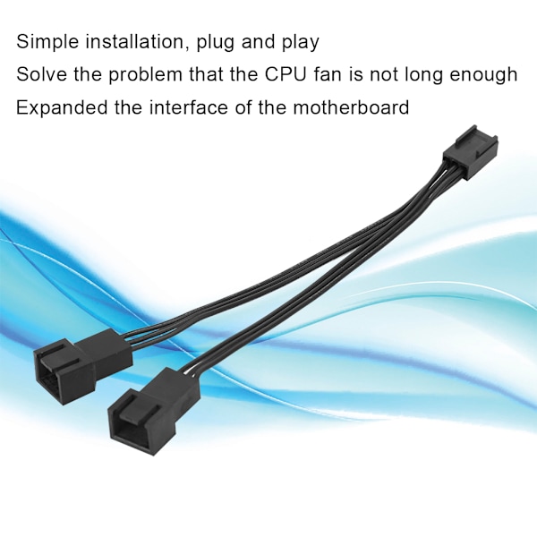 5 stk. 3-pin 1 til 2 forlængerkabel splitter CPU kabinet blæser sleeve adapter strømkabel