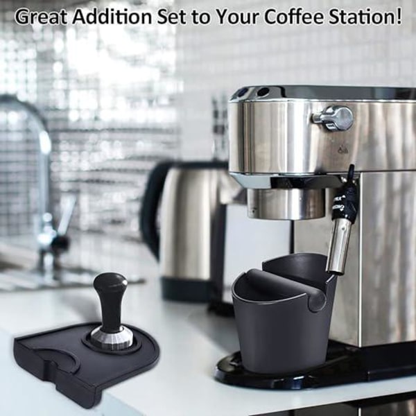 Kaffeboks (lille størrelse 16,3*15*13cm), espressoboks, espresso-tampepude, højkvalitets skridsikker barista-espressomaskinetilbehør