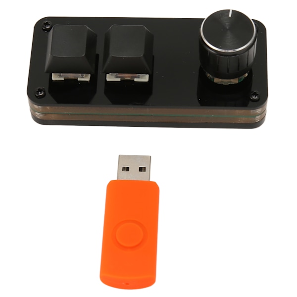 Mini 2-Tast Keypad med Knob Tilpasset Makroprogrammering Hot Swappable Blå Switch Enhånds Mekanisk Tastatur til Gaming