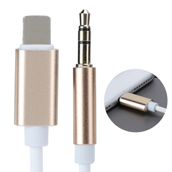 Bærbar lydkabel til køretøj til IOS-stik til 3,5 mm AUX-adapterstik til IOS/7/8/XGold og hvid (med pakke)