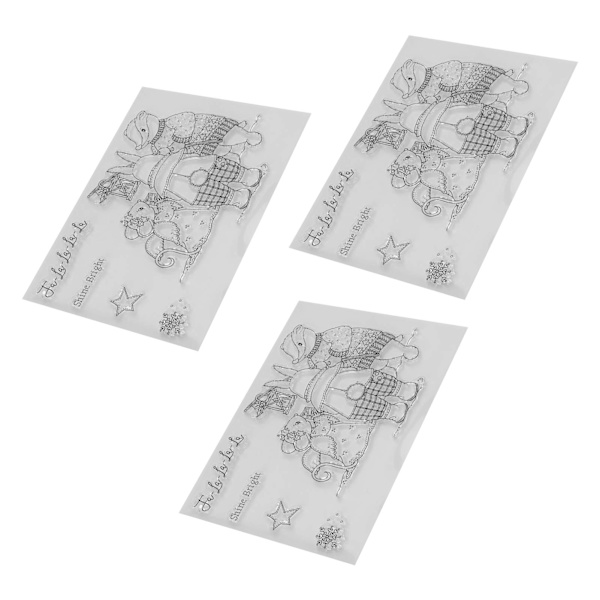 3 stk. Gjennomsiktig Stempel Sikker Gjenbrukbar TPR Dyretema Enkel å Bruke Bred Anvendelse Klart Stempel for Album Kort Konvolutt