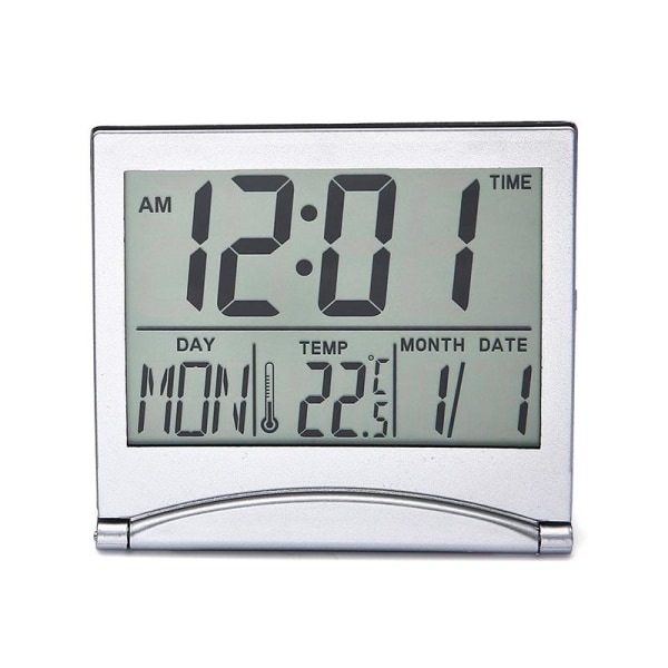Sølv digital vekkerklokke Desktop Temperatur LCD-skjerm av ,Clock