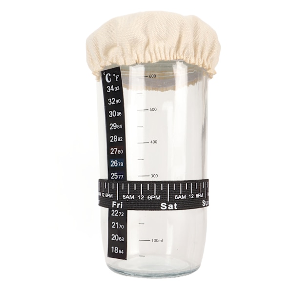 Surdejsstarter Kit 24oz Glas med Spatel Klæde Dæksel Fodringslinjemarkør Temperaturmarkør Surdej Starter Krukke til Bagning
