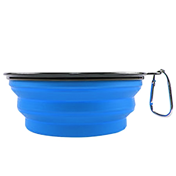 Collapsible Dog Bowls Silicone Portable Travel Water Food Bowls with Carabiner Clip for Traveling Hiking Walking Blue