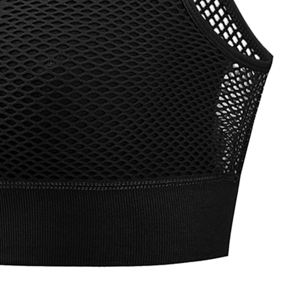 Sportbehå för kvinnor, trådlös, mjukt vadderad, yogabehå, elastisk, andningsbar, mesh, träningsöverdel för löpning, cykling, svart, XL