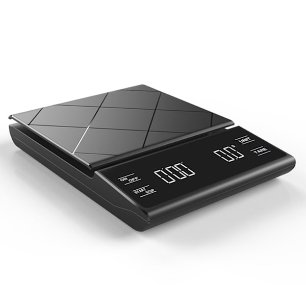Elektronisk kaffevåg med timer Hushållskök Bakning Vägning LED Touch Screen Knapp Svart Laddningsbar 3kg/0.1g