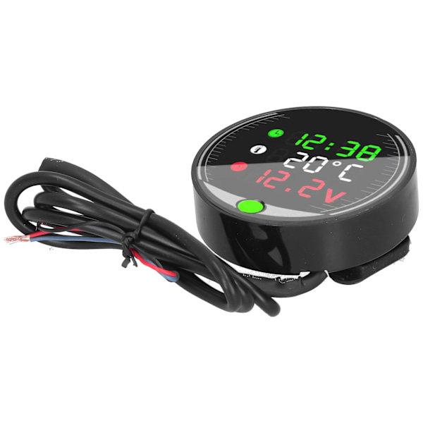 LED Motorcykel Modificeret Voltmeter Omkringliggende Temperaturmåler Kronograf 9‑24V Universal