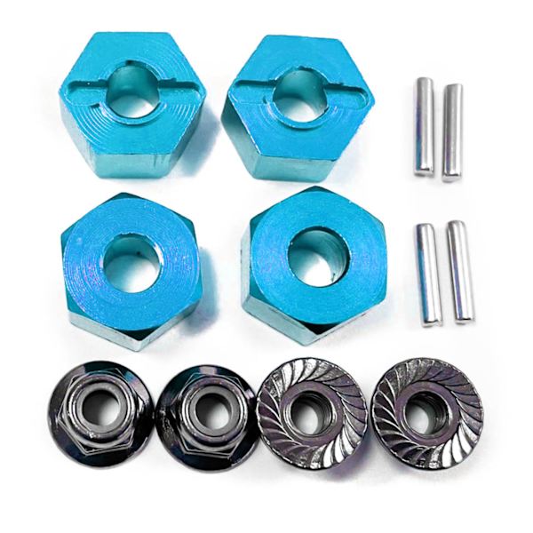 Hex Hubs Hjul Adaptrar med 4 Stift 4 Muttrar CNC-bearbetad Aluminium Hjul Hex Drive Hub Adaptrar för TRAXXAS för SLASH 1/10 RC Bilar Ljusblå