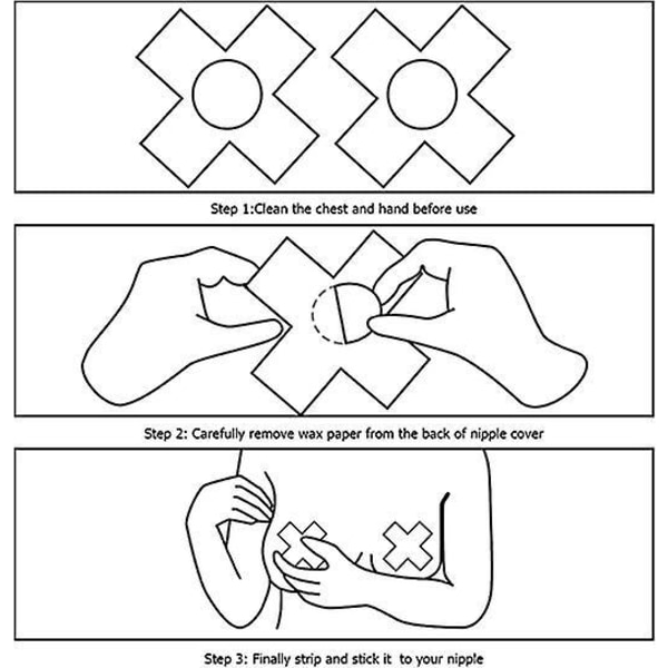 6 par svarta engångsdekaler för korsnipplar, 8cm*8cm bröstskydd