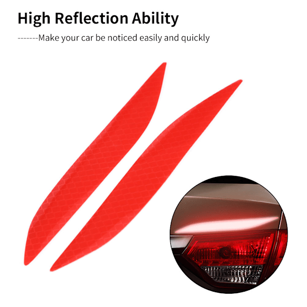 4 stk Selvklebende Refleks Advarsel Dekal Sikkerhetsstripe Klistremerker Bildekor (Rød)