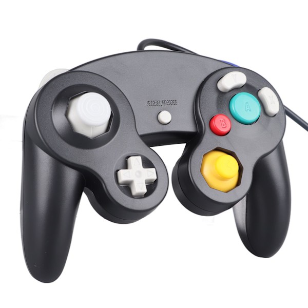 Kablet Spillkontroller Plug and Play Enkeltpunkts Vibrasjons Gamepad Joystick for GC for Wii Svart