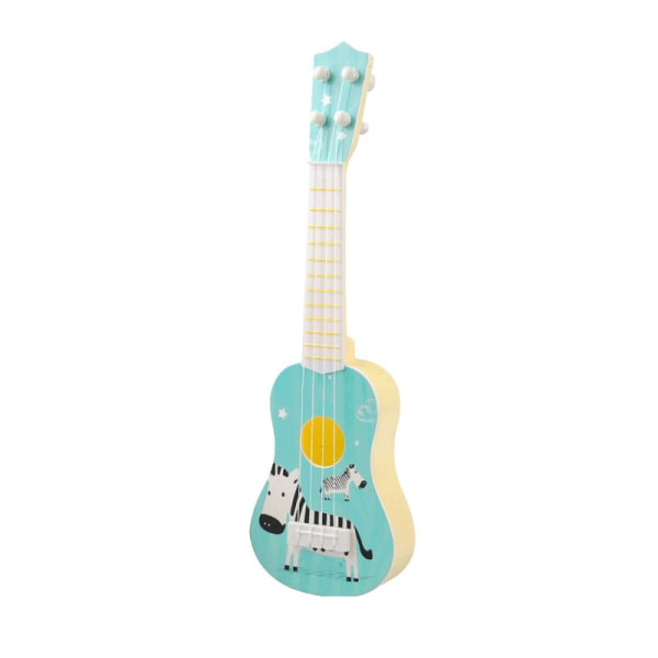 Børneukulele legetøj Plast Mini 4 Strings Tidlige Pædagogiske Instrumenter Musikgave 35 cm 8042 Lysegrøn Zebra Style