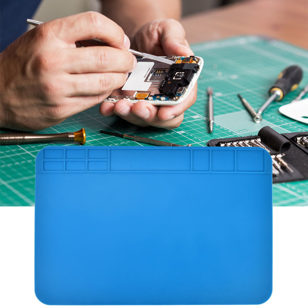 Varmeisolerende silikonepude til mobiltelefon og computerreparation - blå