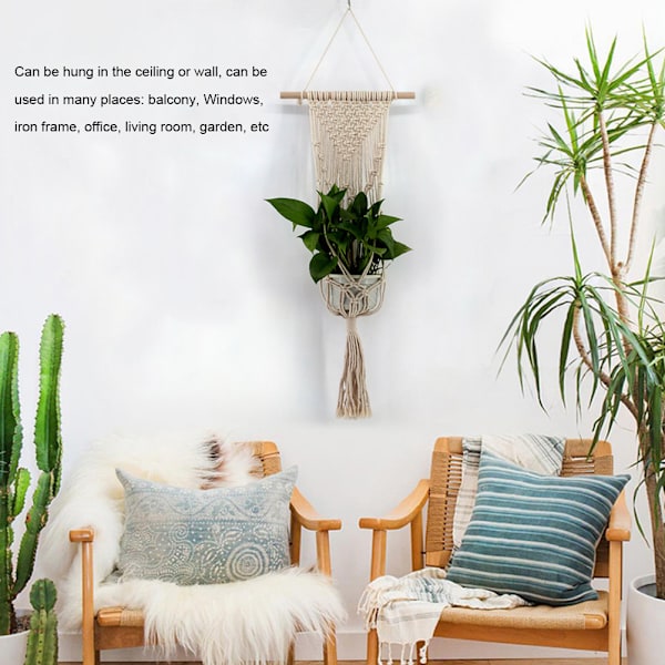 Nordisk stil handvävd gobeläng blomkruka hängande nätväska vägg hängande korg bohemisk gobeläng vägg hängande växtkruka