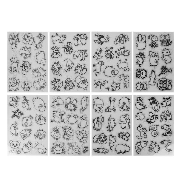8 kpl lämpökutistelevyt söpöjä eläinkuvioita kutistemuovitaidepaperia tee-se-itse avaimenperä riipukseen askartelukoristelahja eläinkuvio