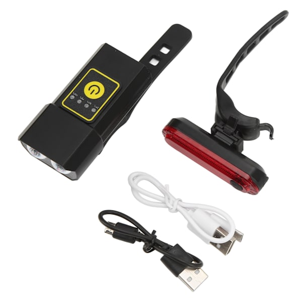 USB-oppladbart sykkellyssett Enkelbryterkontroll 4 moduser Aluminiumlegering Sykkel Forlykt Baklykt