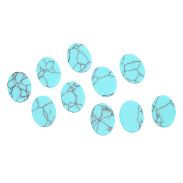 10 stk. flade turkissten ovale blanke DIY smykkesten flad turkis til øreringe armbånd vedhæng påfugleblå 12x16mm (BxL)